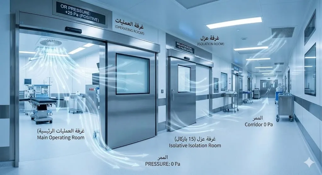 آليات ضبط اتجاه تدفق الهواء وضغطه بمستشفيات الكويت